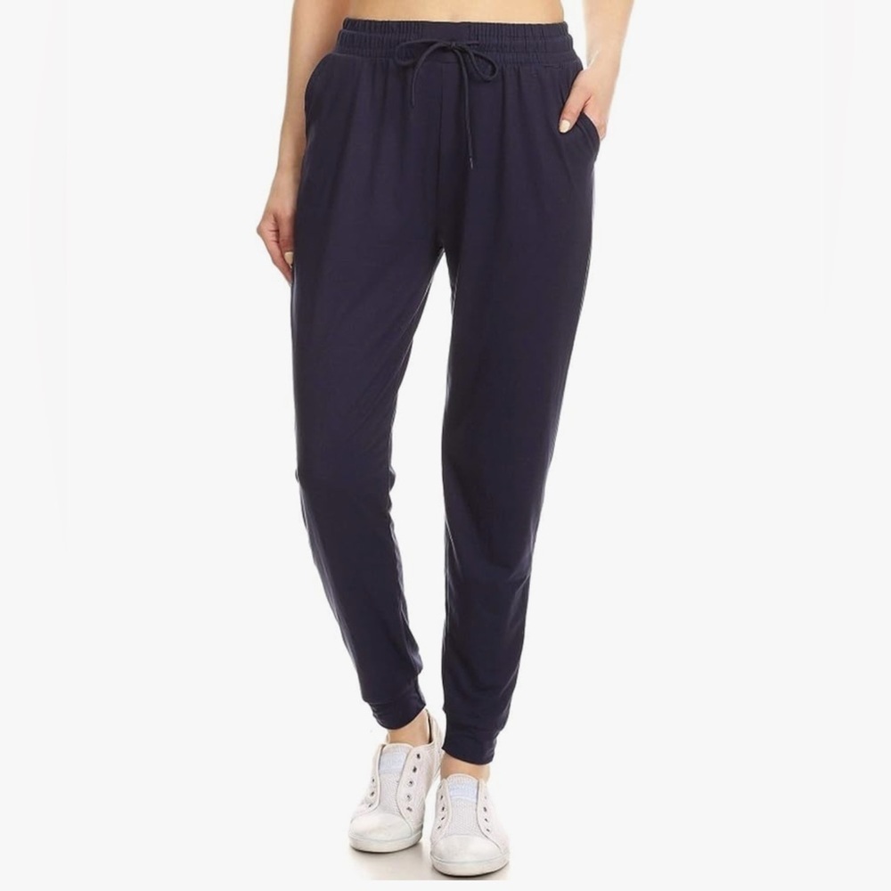 Women's Navy Jogger Pants - Picture 1 of 7